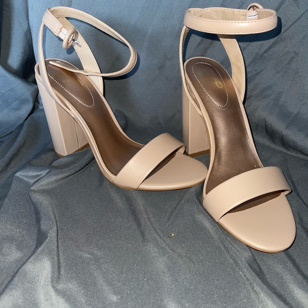 Nude strappy heels
